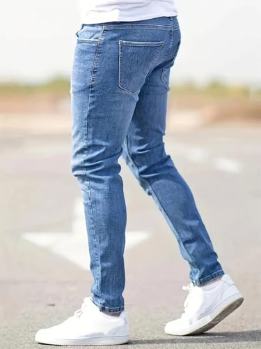 IDEALSANXUN Mens Skinny Jeans Ripped Stretch Stacked Slim Fit Tapered Denim Pants2