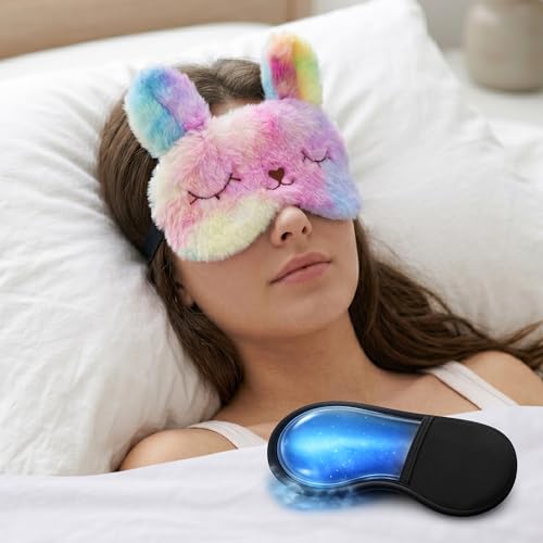 Image of Jenna Cute Fur Gel Sleeping Eye Shade Mask Cover for Insomnia, Meditation, Puffy Eyes and Dark Circles Bunny multi
