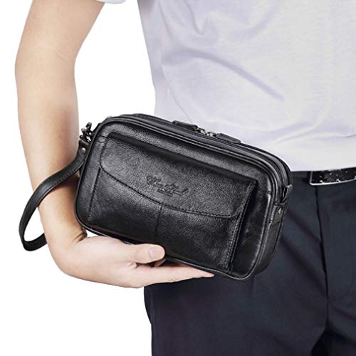 Hebetag Leather Clutch Purse Wallet for Men Organizer Holder Wrist Bag3