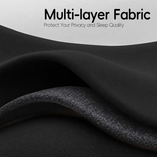 Image of Jilron Room Divider Curtain Ceiling Curtain Track Set for Blackout and Privacy (Black Curtain + Black Track) 106 inch W x 84 inch L -1 Piece
