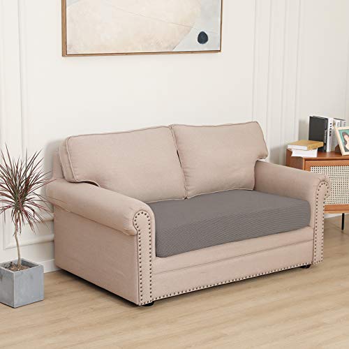 Image of Easy-Going Stretch 1 Piece Loveseat Couch Cushion Cover for Sofa | Sofa Cushion Furniture Protector Sofa Seat sofa slipcover Washable sofa cover soft with Elastic Bottom Taupe