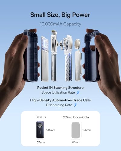 Baseus Qi2.2 25W Slim 10000mAh Power Bank con cable USB-C integrado miniatura 7