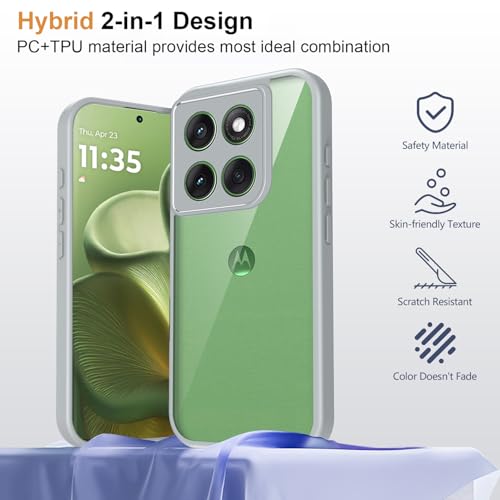Image of Kapa Hawkeye Clear Slim Tough Back Cover for Motorola G86 Power 5G | Camera Lens Protector Anti Yellow Shockproof Clear Hybrid Case Cover (Grey Sides)