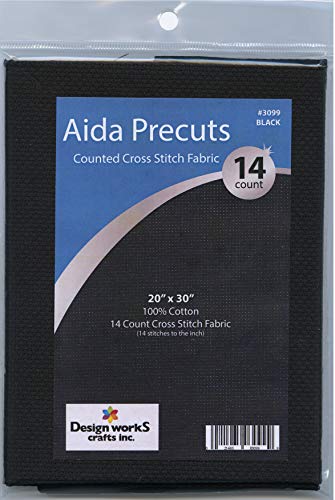 Image of Design Works Crafts 14 Pre-Cut for Counted Cross Stitch-Black Aida Fabric 3099
