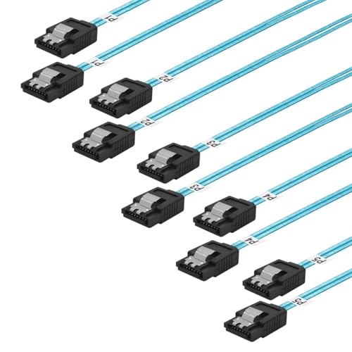 Cable SATA III con pestillo de bloqueo y diseno delgado de 8 pulgadas para datos rectos