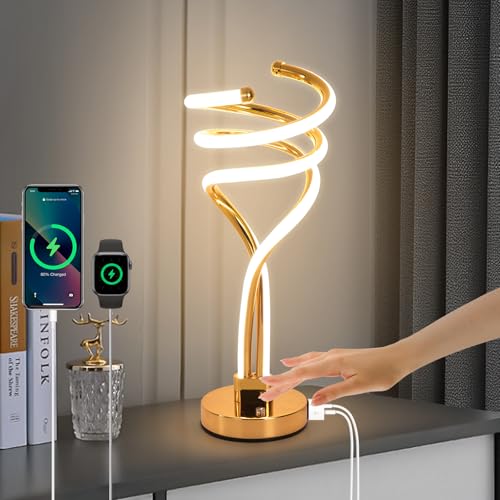 Lámpara de Mesa LED Moderna con USB y Control Táctil