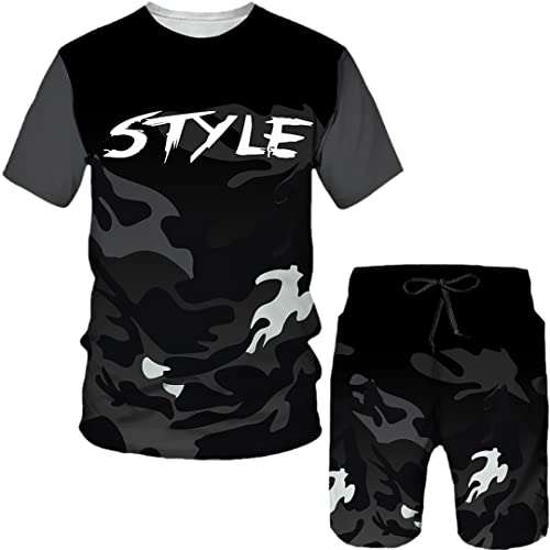 Survêtement homme été imprimé 3D camouflage ensemble léger respirant taille XS sport chic