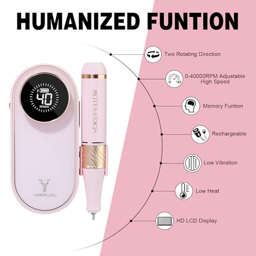YOKE FELLOW Máquina taladro de uñas eléctrica 40000 RPM miniatura 3