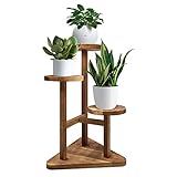 GEEBOBO 3 Tier Plant Stand, Tall Wood Plant Shelf Holder for Indoor Plants, Outdoor Garden Plant Display Rack Flower Pot Stand for Corner Living Room Balcony Garden Patio, Nature,V3( No Wheels）