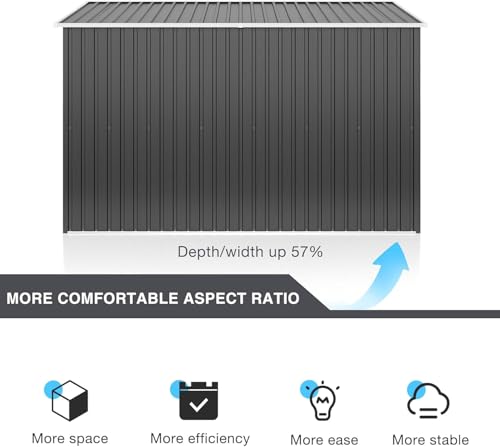 Image of Polar Aurora 10x10 FT Outdoor Storage Shed, Metal Garden Shed with with Updated Frame Structure, Tool Sheds for Backyard Garden Patio Lawn, Black