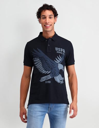 Image of U.S. Polo ASSN. Brand Printed Slim Fit Polo T Shirts for Men - 100% Cotton, Half Sleeves Mens Tshirt