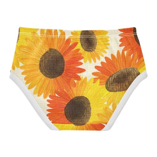 Orange Sunflowers Textured Panties Little Girl Toddler Underwear Floral Cotton Durable Kids Briefs Undies 2t2