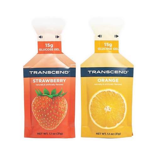 Transcend Foods Strawberry + Orange Gels (1.1 oz Pack of 10) Fast-Acting Carb Gel Strawberry and Orange Flavor Caffeine Free Gluten Free