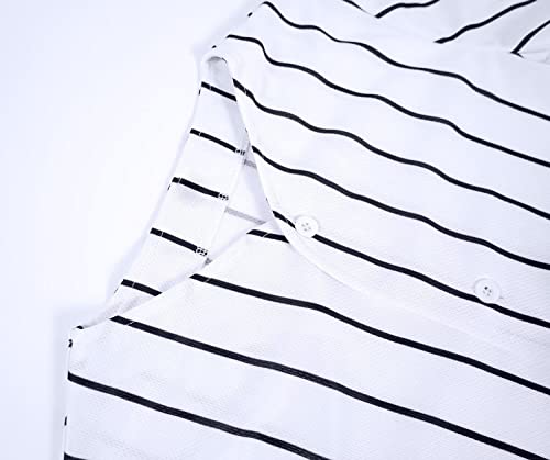 babyhealthy Camiseta feminina cropped de beisebol listrada com botões e manga curta softball, Branco