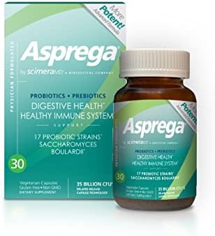 ScimeraMD® Asprega Probiotic + Prebiotic Supplement for Digestive Health and Immune System Support, 35 Billion CFUs, 30 CT