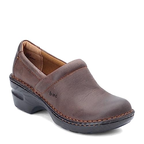 b.o.c. Women's Peggy Wood Grain Platform Clogs Dark Brown/Medium / 10