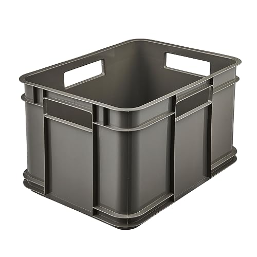 keeeper Boîte de Rangement avec Poignées, Boîte Euro M, Procyclen, 16 L, Bruno Eco Line, Eco Gris