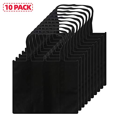 Diommell Set Of 10 Reusable Grocery Bags Extra Large Foldable Heavy Duty Shopping Tote Produce Bag With Reinforced Handles, Black #TOP4