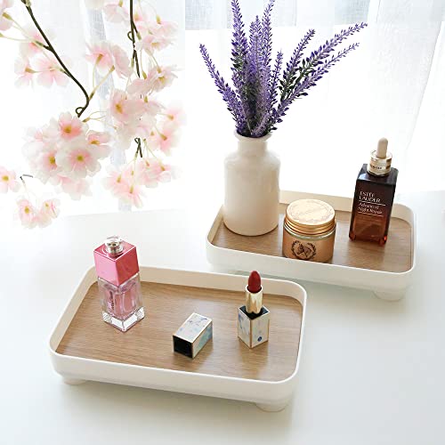 Mrpapa 2 Pack Rectangle Bathroom Vanity Trays, 9"×6" Small Vanity Tray, Countertop Tray For Bathroom, Dresser, Kitchen. White Decorative Makeup Organizers Tray For Perfume, Jewlry, Cosmetic #TOP5