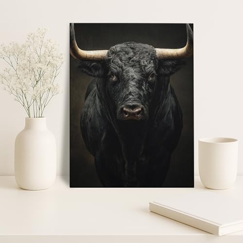 Taureau noir toile artistique pour espace de méditation - 5