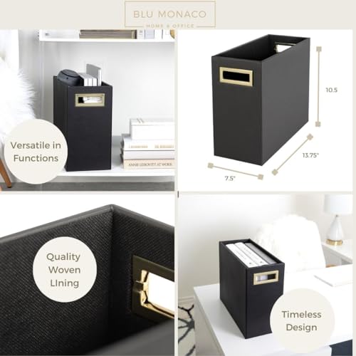 Blu Monaco Magazine Rack Floor: Leather Covered Wood Magazine Rack - Black Magazine Rack And Newspaper Holder thumb #3