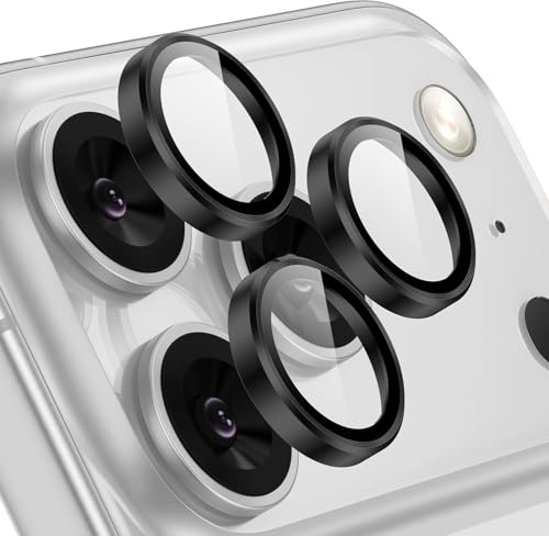 Image of CLITZ Camera Lens Protector Compatible for iPhone 17 Pro Max /17 Pro, Metal Aluminum Alloy Tempered Glass Cover Camera Screen Protector Accessories, Case Friendly Black