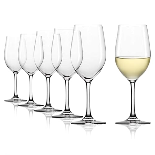 Stölzle Lausitz Weißweinkelch Classic I Weißweinkelche 6er Set spülmaschinenfest I Gläser Set bruchsicher I hochwertiges Kristallglas I höchste Qualität (370 ml)