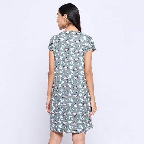 Image of CAMEY Printed Knee Length Nighty|Loungewear|Nightwear|Sleepwear|Home Wear Short Nighty for Women