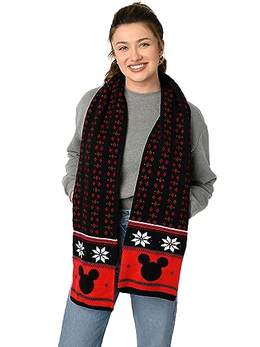 Disney Adult Scarf Mickey Minnie Mouse Skellington Print Knit Winter Unisex3