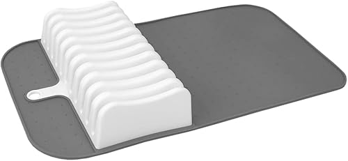 Home Basics - Tapete de almacenamiento para cuchillos de cocina con 11 ranuras (grisblanco), almacenamiento de cuchillos de cocina para filetes,