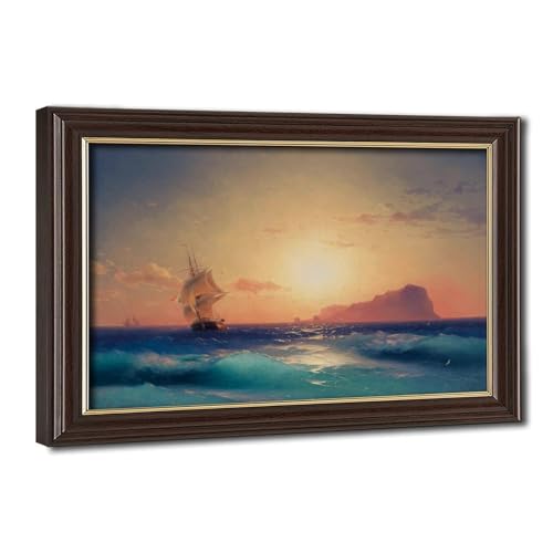 Impression sur toile du coucher du soleil sur Ischia 50x75 cm