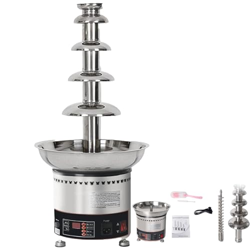Máquina para derretir en Cascada, Fuentes de Chocolate con 5 Niveles y Rango de Temperatura de 30-150 ℃, Fuentes de Chocolate Trabajo sostenible 12 Horas para cocinar hogar Comercial Boda cumpleaños