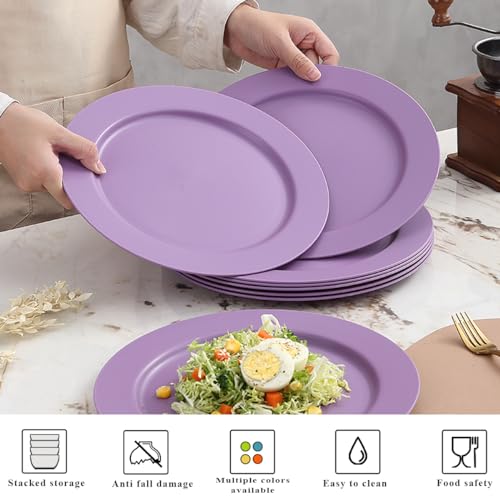 Berglander Kunststoff teller-Set mit 8 Stück 25cm, lila Mehrwegige flache Speiseteller, Salatteller, Nudelschalen, Geschirrset leicht zu tragen für Zuhause, Garten, Picknick, Camping, im Freien