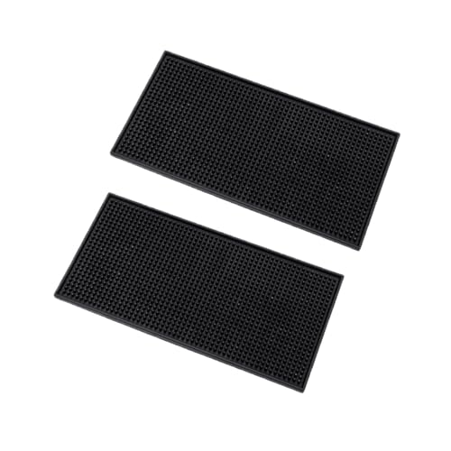 2 Pack Durable Rubber Bar Mats, Spill Mats for Home Bar, Countertop Decor, 12 x 6 Small to Large Sizes, Ideal Home Bar Accessories, Bars Gifts for Kitchen, Man Cave, or Bar Setups