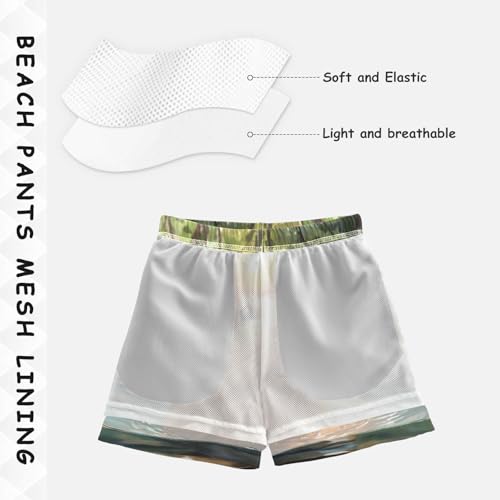 DOMIKING Orange Capybara Teal Boys' Pull On Swim Trunks Quick Dry Boardshorts with Mesh Lining for Boys Kids M4