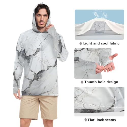 Rash Guard Homme anti-UV marbre gris pour vos sessions de pêche active et running