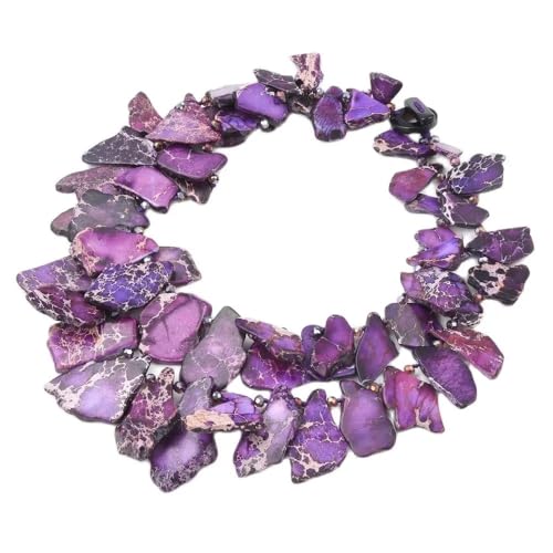 CNTUSRXT Heavy Jewelry 22'' 2 Rows Purple Sea Sediment Imperial Jaspers Crystal Necklace For Women