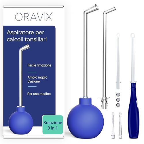 Oravix Pipetta Per Calcoli Tonsillari, Aspiratore Tonsille, 3-in-1 Kit Tonsilloliti Rimozione,...