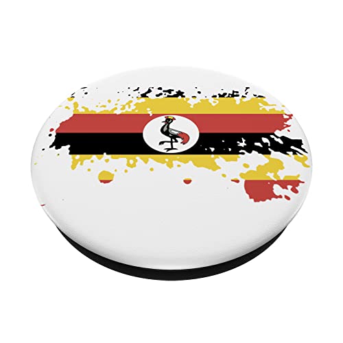 National Flag of Uganda souvenir gift for men women PopSockets Swappable PopGrip, Black - Image 2