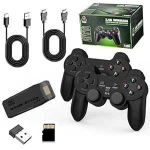 Wireless Retro Game Console Stick Built-in 20000+ Classic Games, 4K HDMI Output Nostalgia Plug & Play Retro Video Gaming Stick, Retro Game Consolewith 9 Emulators and Dual 2.4G Wireless Controller