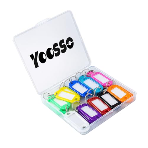 20 unidades de llaveros, llaveros para etiquetar, llaveros coloridos con anillo para el hogar, oficinas, etiquetas para equipaje (10 colores)