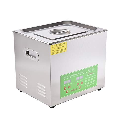 Nettoyeur Bijoux Ultrason Sonic WZTO Acier Inoxydable Nettoyeur Ultrasons avec Chauffage Pour Bijoux Pièces de Monnaie Lunettes Lentilles Prothèses Anneau Collier Montres Rasoir (15L)