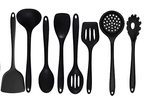 TOFFCAEA 8 Stück Küchenhelfer Silikon Set, Küchenutensilien Set, Silikon kochlöffel,Rührlöffel, Schlitzöffel, 500℉ Hitzebeständige Antihaft, Silikon Spatel Küchenhelfer, BPA frei Cover