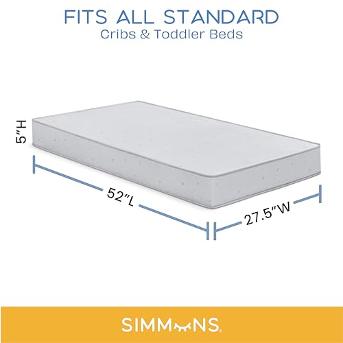 Image of Simmons Kids Silver Nights Dual Sided 2-Stage Baby Crib Mattress and Toddler Mattress - GREENGUARD Gold - Waterproof - Sustainably Sourced Core Fiber Core, Grey