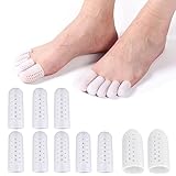 シリコン 足指サック指サック 足指 キャップ プロテクター 足指 袖 足爪保護キャップ 摩擦疼痛緩和 通気性 水洗い可 （大2個、小8個）