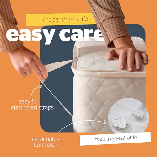 Image of Silentnight Double Control Electric Blanket Super King - Heated Electric Underblanket Bed Warmer Sheet with 3 Heat Settings, Easy-Fit Straps and Split Controls - Machine Washable - Super