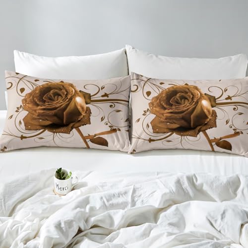 Parure de lit chic imprimé floral abstrait et or