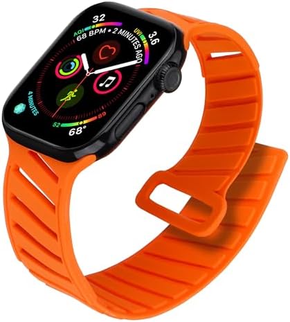 Soft Silicone Magnetic Watchband Compatible with Apple Watch Breathable Sport Strap Fits 38/40/41/42/44/45/46/49mm(Ultra 3/2, Series 3/2/1, 4/5/6/SE, 7/8/9, 10/11) Replacement Strap for Women Men