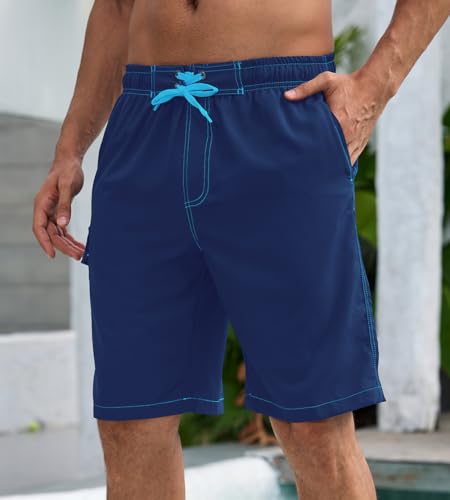 Mens Swim Trunks Quikly Dry 10 inch Inseam Bathing Shorts with Compression Liner and Zipper Pockets4