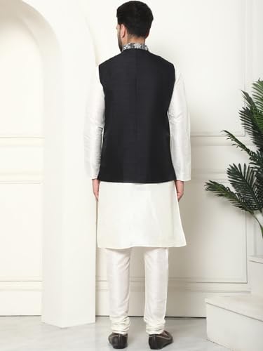 Image of SOJANYA (Since 1958 Men's Silk Blend Kurta Pyjama with Embroidered Nehru Jacket